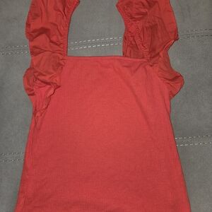 a new day Red Ruffle Sleeve Blouse